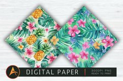Watercolor Preppy Tropical Hawaiian Mix Digital Paper Product Image 1