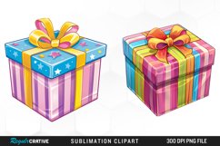 Watercolor Present Birthday Box Clipart Product Image 1