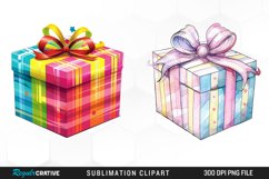 Watercolor Present Birthday Box Clipart Product Image 1