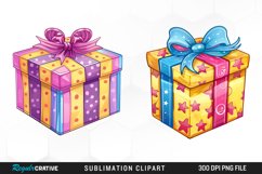 Watercolor Present Birthday Box Clipart Product Image 1