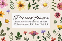 Watercolor flower clipart PNG. Wild pressed flower Product Image 1