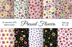 Watercolor Pressed Flowers Digital Paper - Seamless patterns Product Image 1