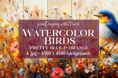 Watercolor Bird Backgrounds, Bird Cards, Bird Wall Art, s6 Product Image 1