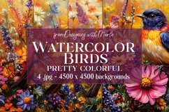 Watercolor Bird Backgrounds, Bird Cards, Bird Wall Art, s7 Product Image 1