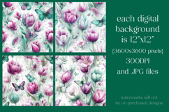 Flower Patterns, Pretty Watercolor Tulips Patterns, s2 Product Image 2