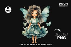 Watercolor Butterfly Princess Clipart