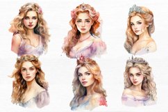 Princess Portrait Watercolor Sublimation Clipart Product Image 7