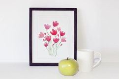 Watercolor Red Flowers Printable Wall Art, Illustration Product Image 1