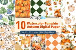 Watercolor Pumpkin Autumn Digital Paper Product Image 1