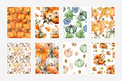 Watercolor Pumpkin Autumn Digital Paper Product Image 2