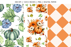 Watercolor Pumpkin Autumn Digital Paper Product Image 4