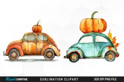 Watercolor Pumpkin Car Graphic Clipart Product Image 1