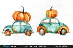 Watercolor Pumpkin Car Graphic Clipart Product Image 1