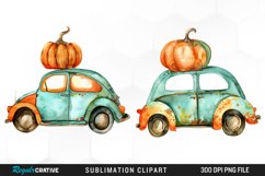 Watercolor Pumpkin Car Graphic Clipart Product Image 1