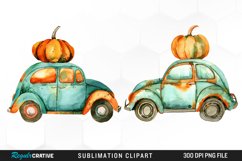 Watercolor Pumpkin Car Graphic Clipart Product Image 1