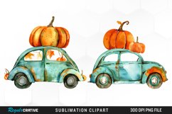 Watercolor Pumpkin Car Graphic Clipart Product Image 1