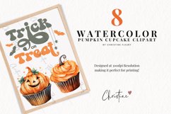 Watercolor Pumpkin Cupcake Clipart Product Image 2
