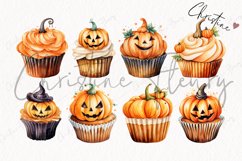 Watercolor Pumpkin Cupcake Clipart Product Image 4