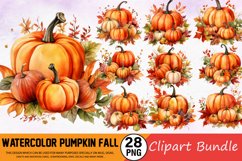 Watercolor Pumpkin Fall Clipart Bundle Product Image 1