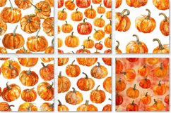 Watercolor Pumpkin Pattern Digital Paper Bundle Product Image 4