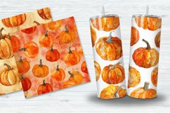 Watercolor Pumpkin Pattern Digital Paper Bundle Product Image 3