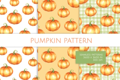 Watercolor Pumpkin Seamless Pattern Set Product Image 1