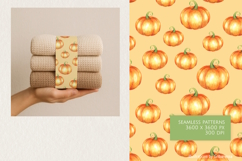 Watercolor Pumpkin Seamless Pattern Set Product Image 2