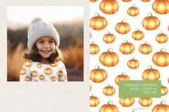 Watercolor Pumpkin Seamless Pattern Set Product Image 4
