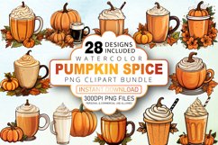 Watercolor Pumpkin Spice Clipart Bundle Product Image 1