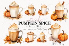 Watercolor Pumpkin Spice Latte Clipart Product Image 1