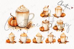 Watercolor Pumpkin Spice Latte Clipart Product Image 5