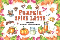 Watercolor Pumpkin Spice Latte Product Image 1