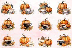 Watercolor Pumpkin Tea Time Clipart Bundle Product Image 1