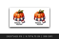Watercolor pumpkin wearing a scarf Sweater Weather quote print 20 oz tumbler skinny mug wrap clipart t-shirt sublimation printable design