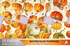 Watercolor Pumpkins Digital Paper bundle Product Image 1