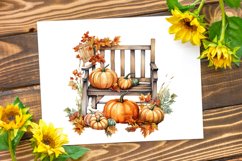 Autumn Chairs Pumpkins Watercolor Sublimation Clipart Product Image 9