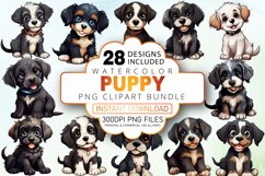 Watercolor Puppy Clipart Bundle Product Image 1