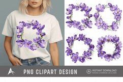 Watercolor Purple Crocus Flower Wreaths Clipart Product Image 1