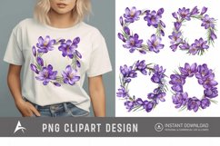 Watercolor Purple Crocus Flower Wreaths Clipart Product Image 1