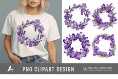 Watercolor Purple Crocus Flower Wreaths Clipart Product Image 1