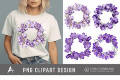 Watercolor Purple Crocus Flower Wreaths Clipart Product Image 1