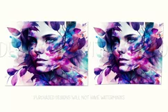 Unique Purple Leaves Fantasy Woman Sublimation Tumbler Wrap Product Image 2
