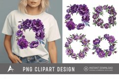 Watercolor Purple Peony Wreath Clipart Product Image 1