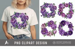 Watercolor Purple Peony Wreath Clipart Product Image 1