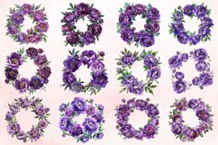 Watercolor Purple Peony Wreath Clipart Bundle Product Image 2