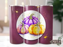 Watercolor Pumpkins Purple Tumbler Design, Fall PNG Product Image 4