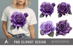 Watercolor Purple Rose Clipart Product Image 1