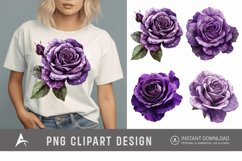 Watercolor Purple Rose Clipart Product Image 1