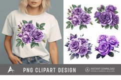 Watercolor Purple Rose Bouquet Clipart Product Image 1