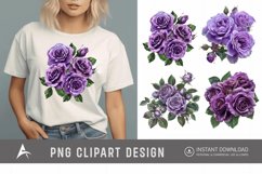 Watercolor Purple Rose Bouquet Clipart Product Image 1